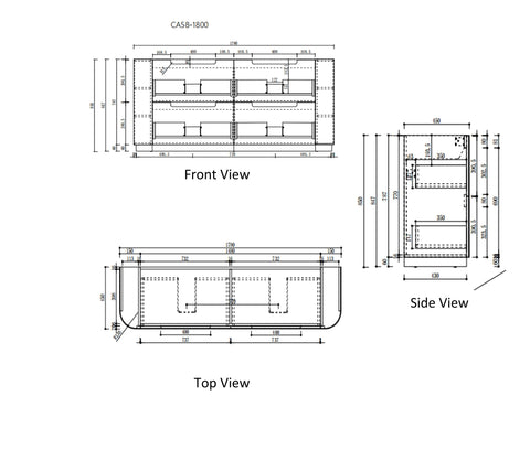 Aulic Varcelli 1800mm floor standing vanity dimensions diagram