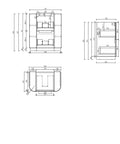 Aulic Varcelli 750mm floor standing vanity dimensions diagram