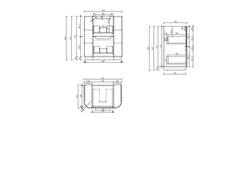 Aulic Varcelli 750mm floor standing vanity dimensions diagram