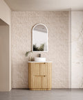 Aulic Varcelli 750mm floor standing vanity styled in a bathroom