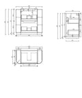 Aulic Varcelli 900mm floor standing vanity dimensions diagram