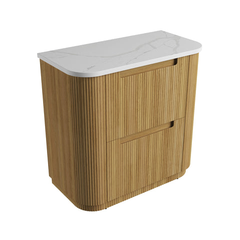 Palis White solid-surface stone top for the Aulic Varcelli 900mm floor standing vanity