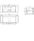 Aulic Varcelli Mono 1200mm wall hung vanity dimensions diagram