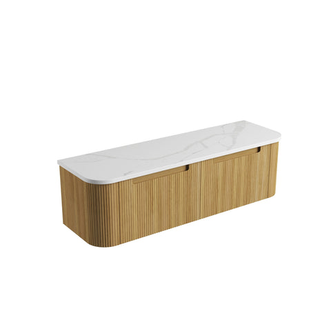 Palis White solid-surface stone top for the Aulic Varcelli Mono 1500mm wall hung vanity
