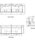 Aulic Varcelli Mono 1800mm wall hung vanity dimensions diagram