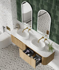 Close-up styling shot of the Aulic Varcelli Mono 1800mm wall hung vanity
