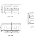 Aulic Varcelli Tier 1500mm wall hung vanity dimensions diagram
