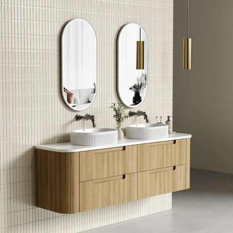 Aulic Varcelli Tier 1500mm wall hung vanity shown in a finished bathroom