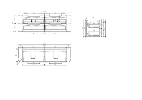 Aulic Varcelli Tier 1800mm wall hung vanity dimensions diagram