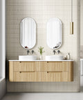 Aulic Varcelli Tier 1800mm wall hung vanity styled in a bathroom