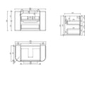 Aulic Varcelli Tier 900mm wall hung vanity dimensions diagram
