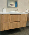 Aulic Varcelli Tier 900mm wall hung vanity shown in a finished bathroom
