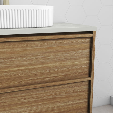 Close-up styling shot of the Aulic Venetta 1500mm wall hung vanity