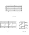 Aulic Venetta 1800mm wall hung vanity dimensions diagram