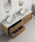 Close-up styling shot of the Aulic Venetta 1800mm wall hung vanity