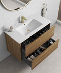 Close-up styling shot of the Aulic Venetta 750mm wall hung vanity