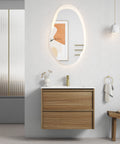 Aulic Venetta 750mm wall hung vanity styled in a bathroom