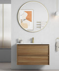 Aulic Venetta 900mm wall hung vanity styled in a bathroom