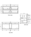 Aulic Venetta Fluted 1200mm wall hung vanity dimensions diagram
