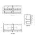 Aulic Venetta Fluted 1500mm wall hung vanity dimensions diagram