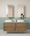 Aulic Venetta Fluted 1500mm wall hung vanity styled in a bathroom