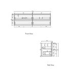 Aulic Venetta Fluted 1800mm wall hung vanity dimensions diagram