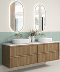 Aulic Venetta Fluted 1800mm wall hung vanity shown in a finished bathroom
