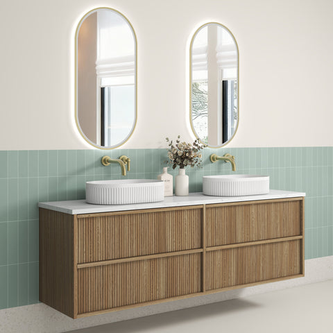 Aulic Venetta Fluted 1800mm wall hung vanity shown in a finished bathroom