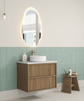 Aulic Venetta Fluted 750mm wall hung vanity shown in a finished bathroom