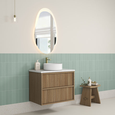 Aulic Venetta Fluted 750mm wall hung vanity shown in a finished bathroom