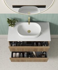 Close-up styling shot of the Aulic Venetta Fluted 900mm wall hung vanity