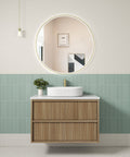 Aulic Venetta Fluted 900mm wall hung vanity styled in a bathroom