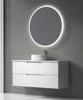 Side view of the Aulic Verona Mark II 1200mm wall hung vanity showing drawer depth