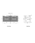 Aulic Verona Mark II 1500mm vanity dimensions diagram, 1500 x 460 x 540mm
