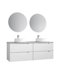Aulic Verona Mark II 1500mm wall hung vanity in matte white V-groove, styled in a main bathroom