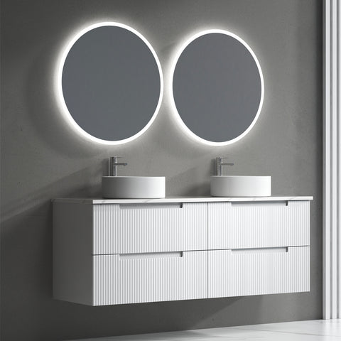Aulic Verona Mark II 1500mm wall hung vanity with top, matte white finger-pull drawers