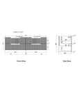Aulic Verona Mark II 1800mm wall hung vanity dimensions diagram