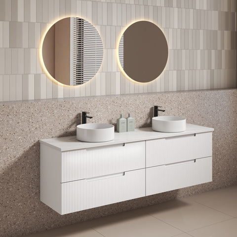 Close-up styling shot of the Aulic Verona Mark II 1800mm wall hung vanity