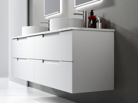 Aulic Verona Mark II 1800mm wall hung vanity styled in a bathroom