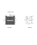 Aulic Verona Mark II 600mm wall hung vanity dimensions diagram