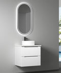 Aulic Verona Mark II 600mm wall hung vanity styled in a bathroom