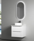 Side view of the Aulic Verona Mark II 600mm wall hung vanity showing drawer depth