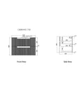 Aulic Verona Mark II 750mm wall hung vanity dimensions diagram