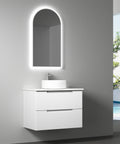 Aulic Verona Mark II 750mm wall hung vanity styled in a bathroom