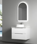 Side view of the Aulic Verona Mark II 750mm wall hung vanity showing drawer depth