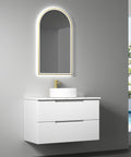 Aulic Verona Mark II 900mm wall hung vanity with top, matte white finger-pull drawers