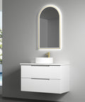 Side view of the Aulic Verona Mark II 900mm wall hung vanity showing drawer depth