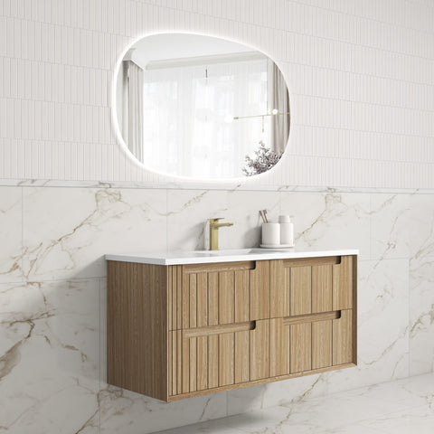 Aulic Voulari 1200mm wall hung vanity shown in a finished bathroom