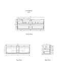 Aulic Voulari 1500mm wall hung vanity dimensions diagram