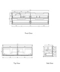 Aulic Voulari 1800mm wall hung vanity dimensions diagram
